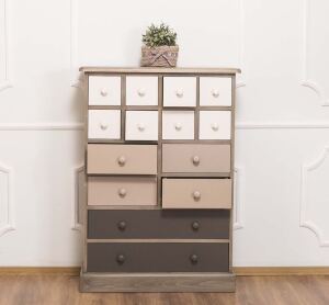 Mehrfarbige Apothekerkommode braun-beige