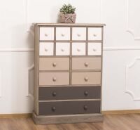 Mehrfarbige Apothekerkommode braun-beige
