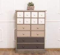 Mehrfarbige Apothekerkommode braun-beige
