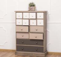 Mehrfarbige Apothekerkommode braun-beige