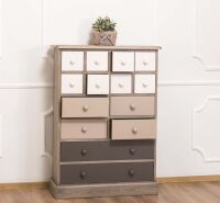 Mehrfarbige Apothekerkommode braun-beige