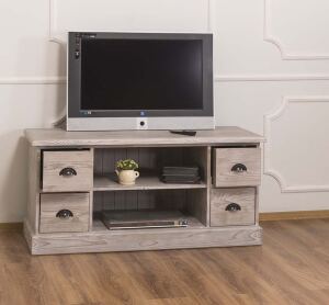 Rustikales TV-Sideboard hellgrau aus Massivholz