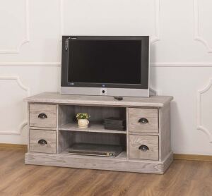 Rustikales TV-Sideboard hellgrau aus Massivholz