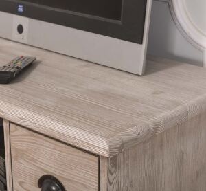 Rustikales TV-Sideboard hellgrau aus Massivholz