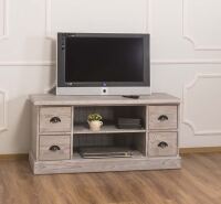 Rustikales TV-Sideboard hellgrau aus Massivholz