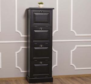 Massivholz Aktenschrank für Ordner, schwarz
