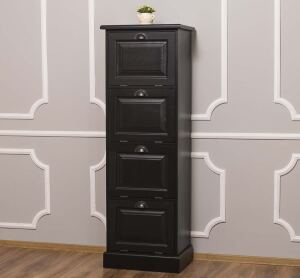 Massivholz Aktenschrank für Ordner, schwarz