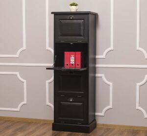 Massivholz Aktenschrank für Ordner, schwarz