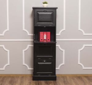 Massivholz Aktenschrank für Ordner, schwarz