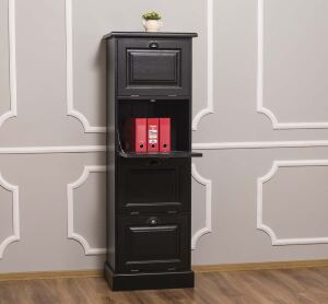Massivholz Aktenschrank für Ordner, schwarz