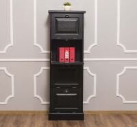 Massivholz Aktenschrank für Ordner, schwarz