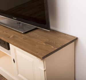 TV-Lowboard im Landhausstil Shabby Chic, eierschale-braun