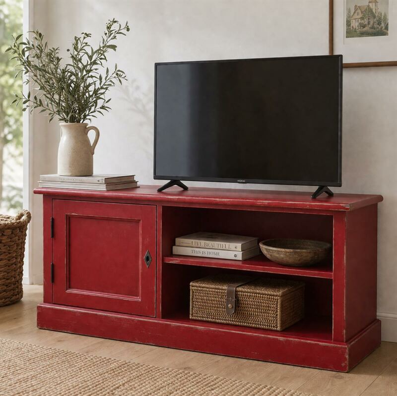 Rotes TV Lowboard Shabby Chic