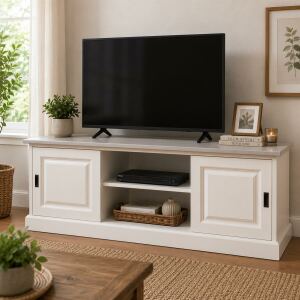 TV-Lowboard altweiß 160 cm, Shabby Chic