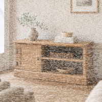 Braunes Landhaus Lowboard aus Massivholz