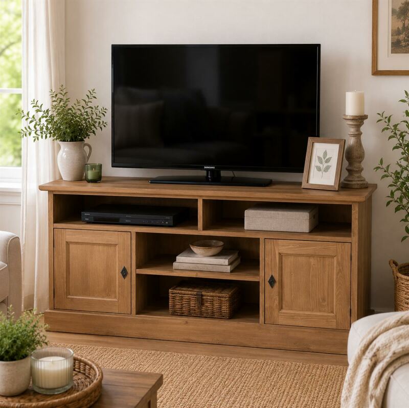 TV Schrank Massivholz im Landhausstil Braun gewachst