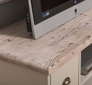 Cremegrauer Fernsehtisch im Landhausstil massiv