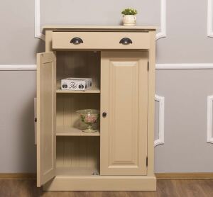 Hochschrank Massivholz beige