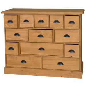 Braune Apothekerkommode in Landhausoptik