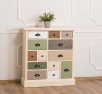 Bunte Schubladenkommode im Landhausstil Massivholz