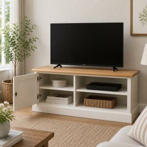 Massives TV-Lowboard mit Landhausoptik - Eichenplatte