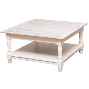 Vintage Couchtisch Massivholz quadratisch, weiß
