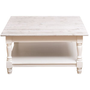 Vintage Couchtisch Massivholz quadratisch, weiß
