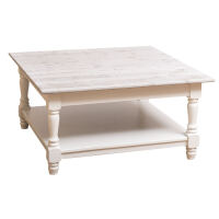 Vintage Couchtisch Massivholz quadratisch, weiß