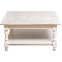 Vintage Couchtisch Massivholz quadratisch, weiß