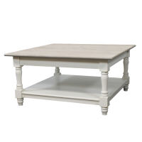 Vintage Couchtisch Massivholz quadratisch, weiß