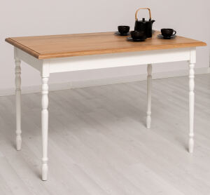 Rustikaler Massivholz Esstisch altweiß 120 x 70 cm...