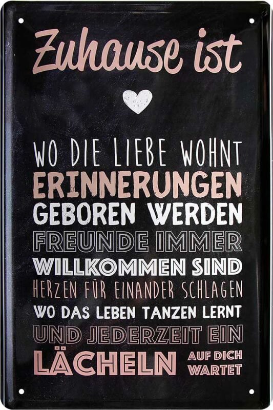 Vintage Metallschild *Zuhause ist* 20x30 cm