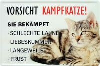 Lustiges Blechschild *Vorsicht Kampfkatze* 20x30 cm