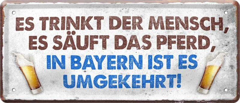 Lustiger Bierspruch auf einem Blechschild 12x28 cm