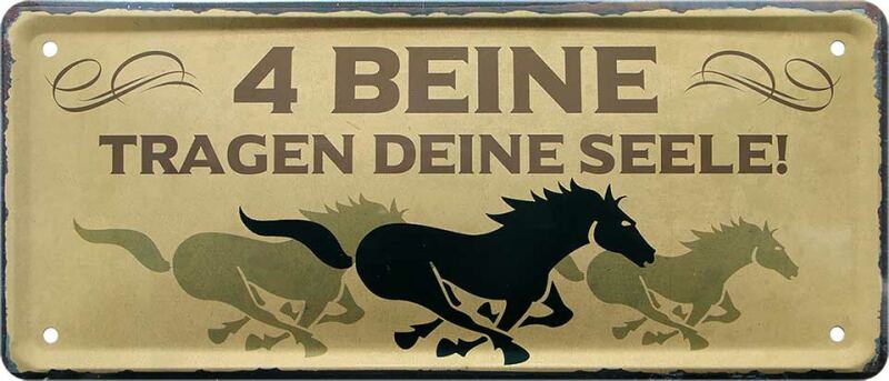Vintage Blechschild *4 Beine tragen deine Seele* 12x28 cm