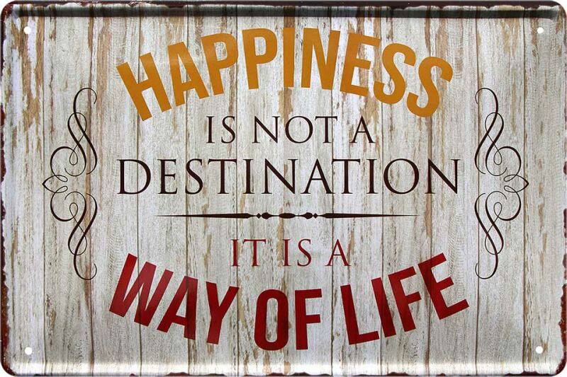 Blechschild *Hapiness is not a destination* 20x30 cm