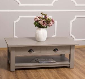 Landhaus Couchtisch mit Schubladen, Shabby Chic