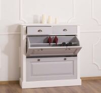 Grauer Landhaus Schuhschrank