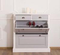 Grauer Landhaus Schuhschrank