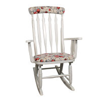 Weißer Schaukelstuhl mit großer Sitzfläche, Blümchen Design