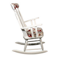 Weißer Schaukelstuhl mit großer Sitzfläche, Blümchen Design