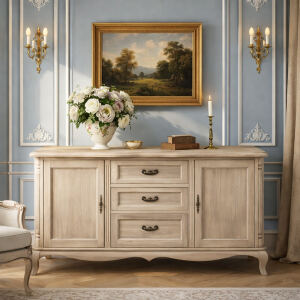 Barock Sideboard, silber grau gebÃ¼rstet