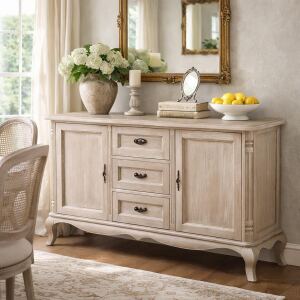 Barock Sideboard, silber grau gebÃ¼rstet