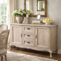 Barock Sideboard, silber grau gebürstet