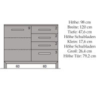 Sideboard Wildeiche 120 cm Massiv Holz