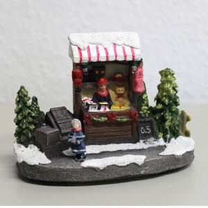 Miniatur Weihnachtsmarkt-Stand, beleuchtet