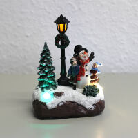 Miniatur Winterlandschaft mit Schneemann, beleuchtet