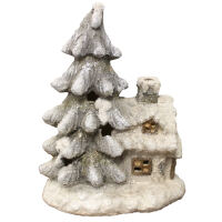 Winterhäuschen weiß, beleuchtet