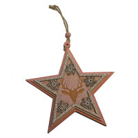 Holzstern mit Hirsch Ornament