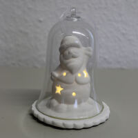 Glasglocke mit Weihnachtsmann, LED beleuchtet